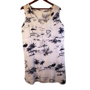 Palmwave Hawaii Islands Map V Neck Sleeveless Drawstring Dress *NO SIZE*